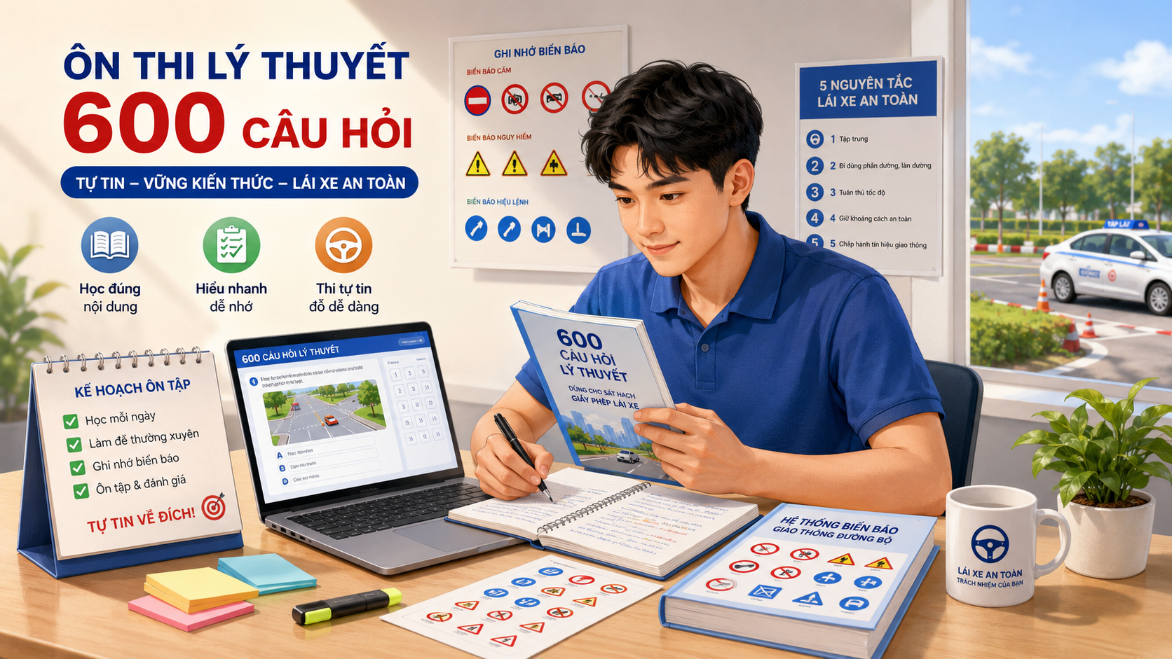 Minh họa học lý thuyết 600 câu hỏi lái xe